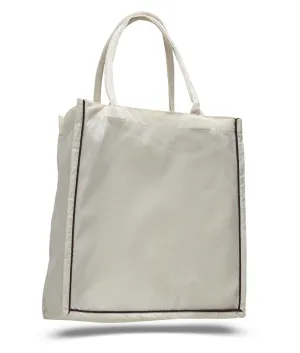 12 ct Color Stripe 100% Cotton Shopping Tote Bags W/Fancy Handles - By Dozen