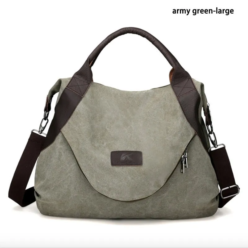 2018 Kvky Brand Large Pocket Casual Tote Women's Handbag Shoulder Handbags Canvas Leather Capacity Bags For Women