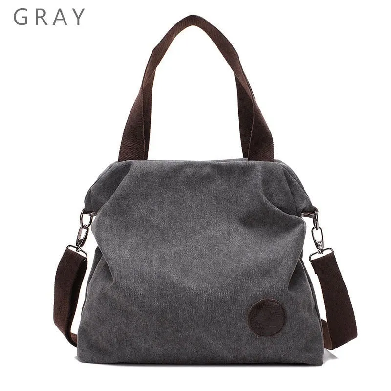 2018 Kvky Brand Large Pocket Casual Tote Women's Handbag Shoulder Handbags Canvas Leather Capacity Bags For Women