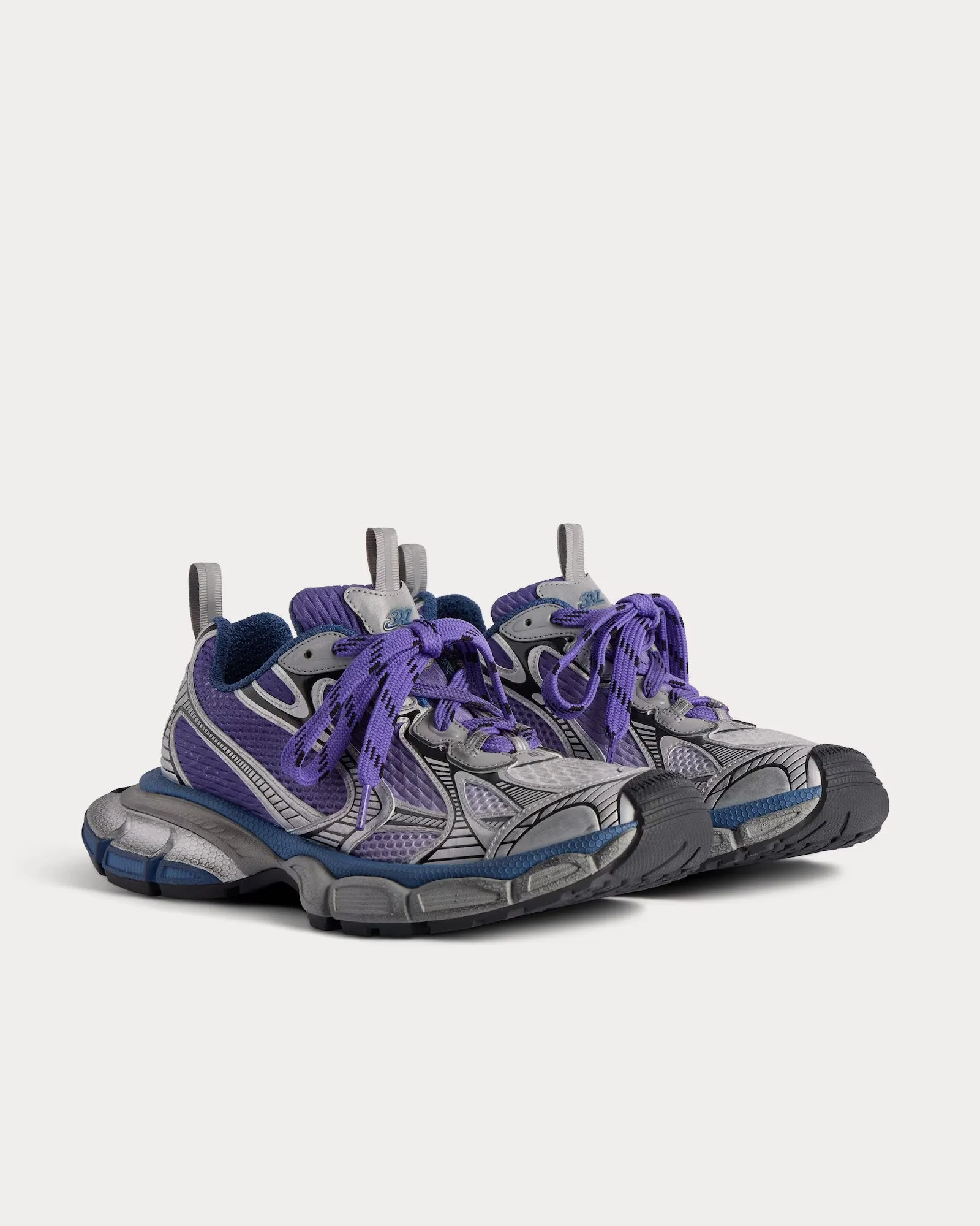 3XL Gradient Mesh & Polyurethane Purple / Grey / Navy Low Top Sneakers