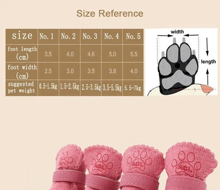 4Pcs/set Dogs Winter Shoes: Waterproof Snow Booties for Small Dogs