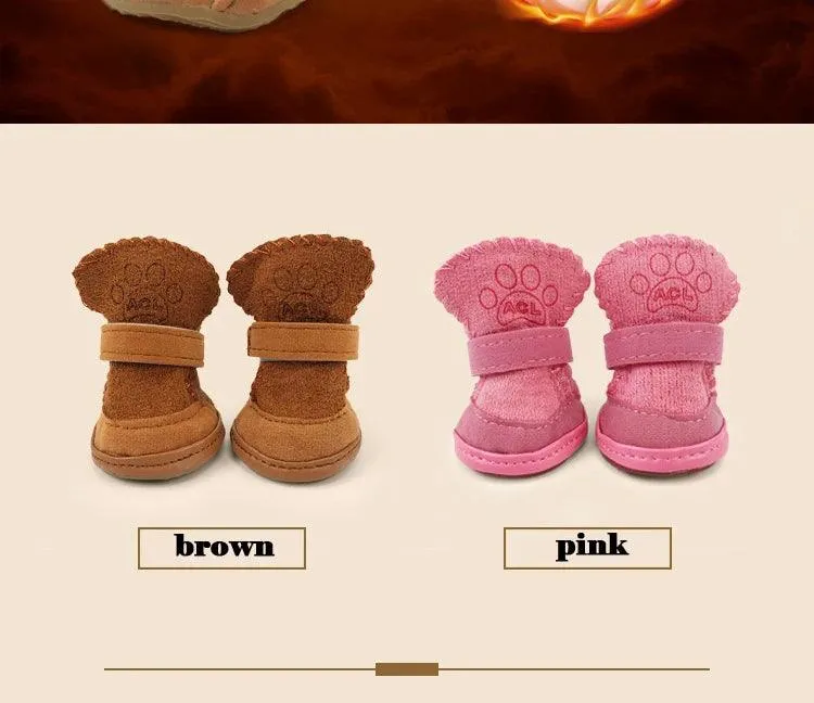 4Pcs/set Dogs Winter Shoes: Waterproof Snow Booties for Small Dogs