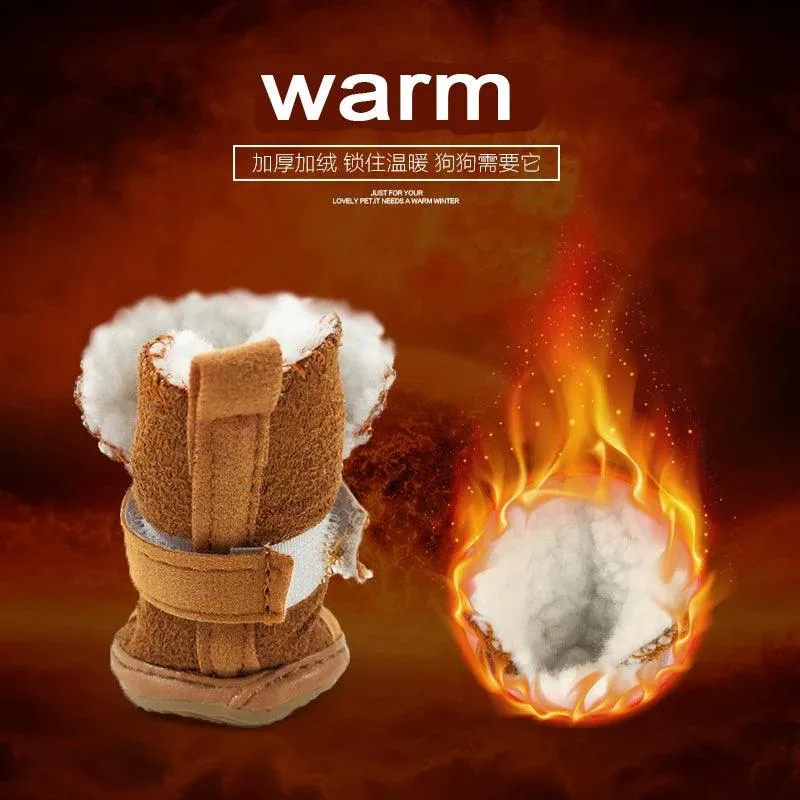 4Pcs/set Dogs Winter Shoes: Waterproof Snow Booties for Small Dogs
