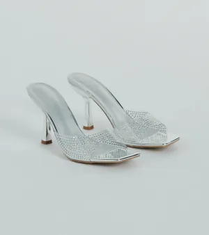 A Little Glitz Rhinestone Metallic Stiletto Mules