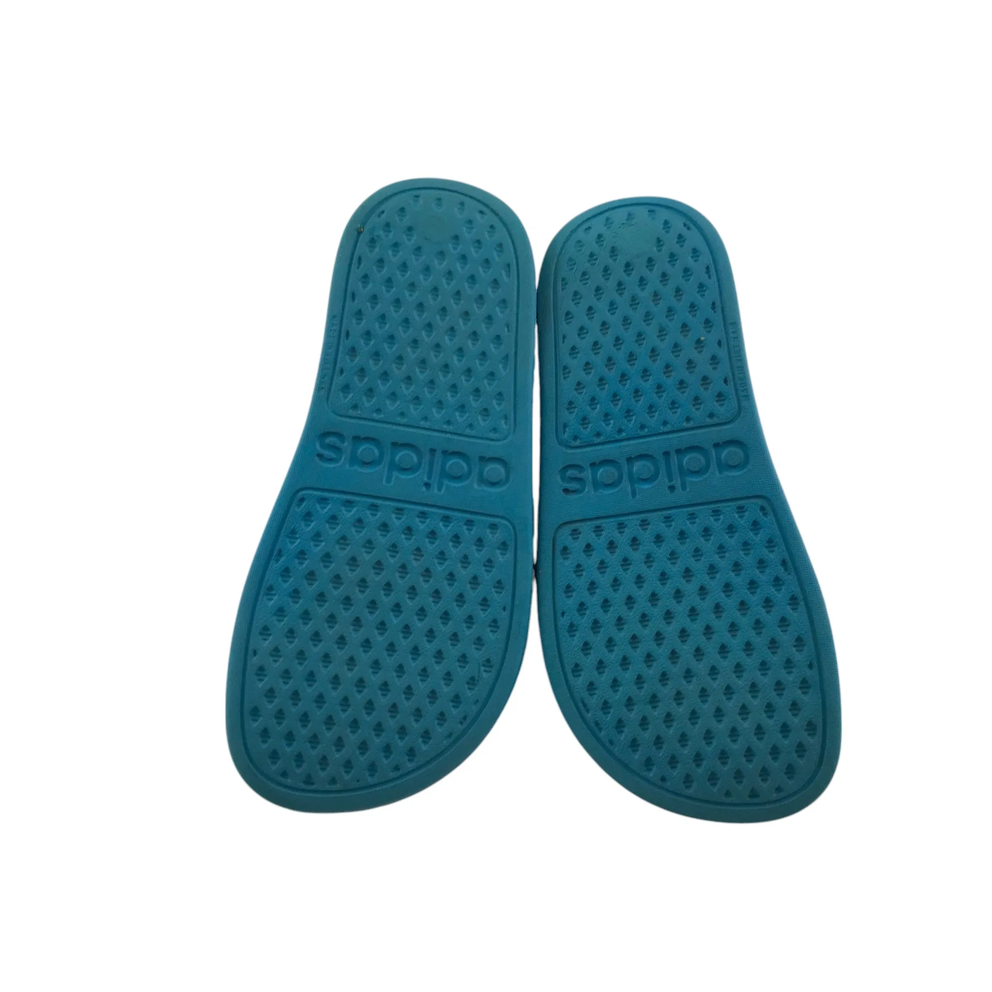 Adidas sandals shoe size 12 junior blue with white 3 strips slip-on