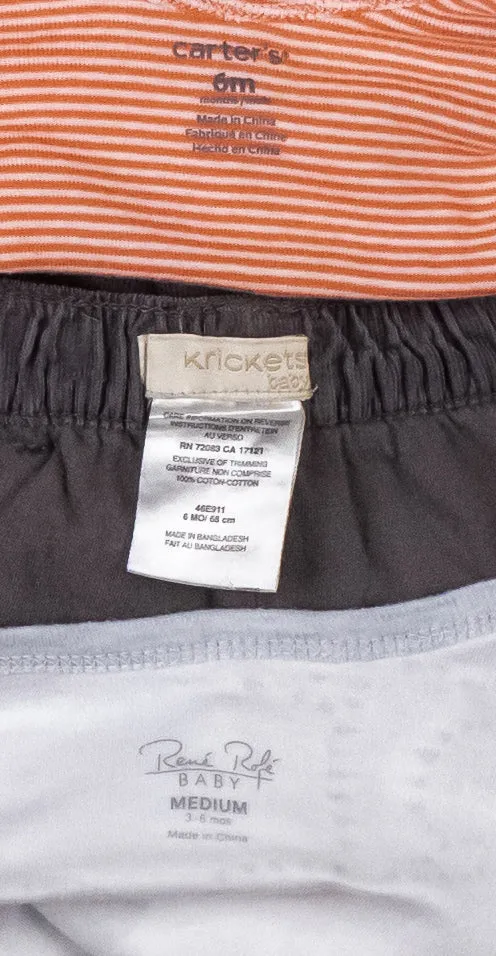 BABY BOY SIZE 3/6 MONTHS - KRICKETS / CARTERS & RENE RAFE, 4 Piece Mix N Match Fall Outfit EUC B18