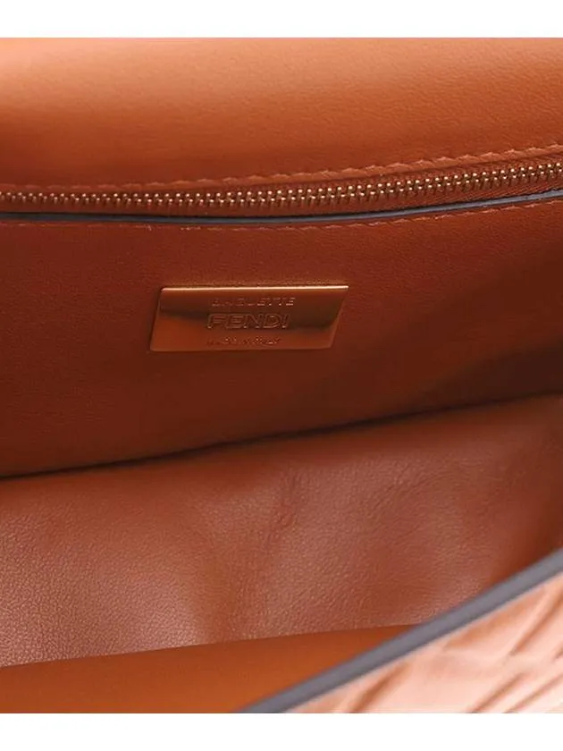 Baguette Medium Nappa Leather Chain Shoulder Bag Brown