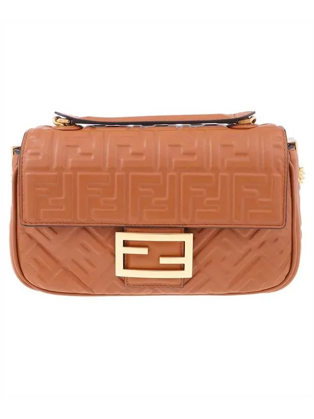 Baguette Medium Nappa Leather Chain Shoulder Bag Brown