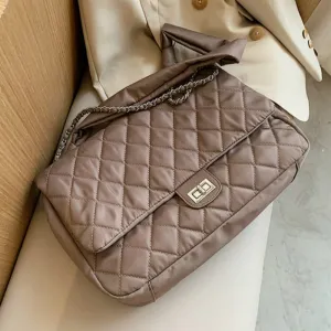 Black Quilted  Retro Large-Capacity Bag Women's Bag 2021 New Style Fashion All-Match Simple Shoulder Bag Tote Bag