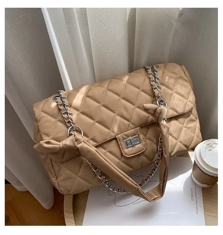 Black Quilted  Retro Large-Capacity Bag Women's Bag 2021 New Style Fashion All-Match Simple Shoulder Bag Tote Bag
