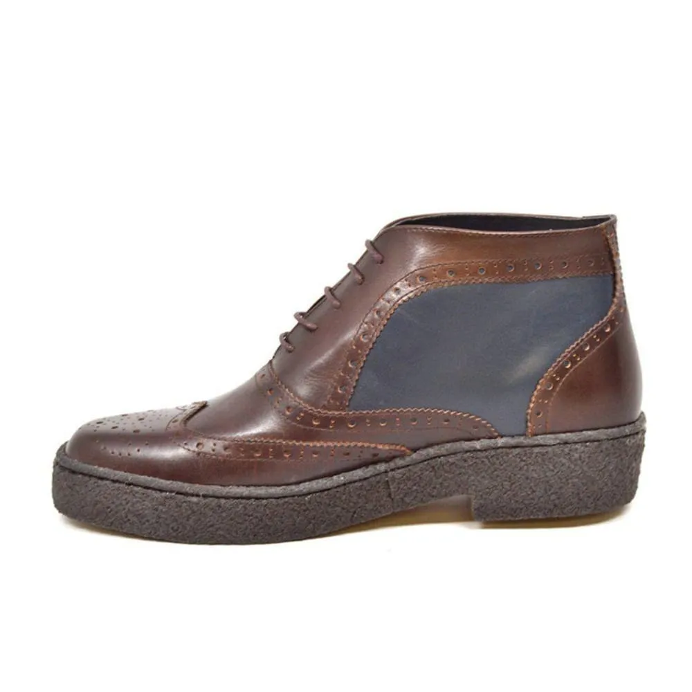 British Walkers Playboy Wingtip Men's Brown and Navy Leather