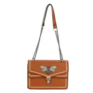 Brown Vegan Leather Shoulder Bag: Bee-Lovers' Must-Have