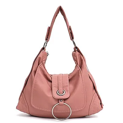 CEZIRA Vegan Leather Large Shoulder Bag Women Fashion Washed PU Handbag Metal Ring Flap Ladies Brand Design Tote Bag Female Bols