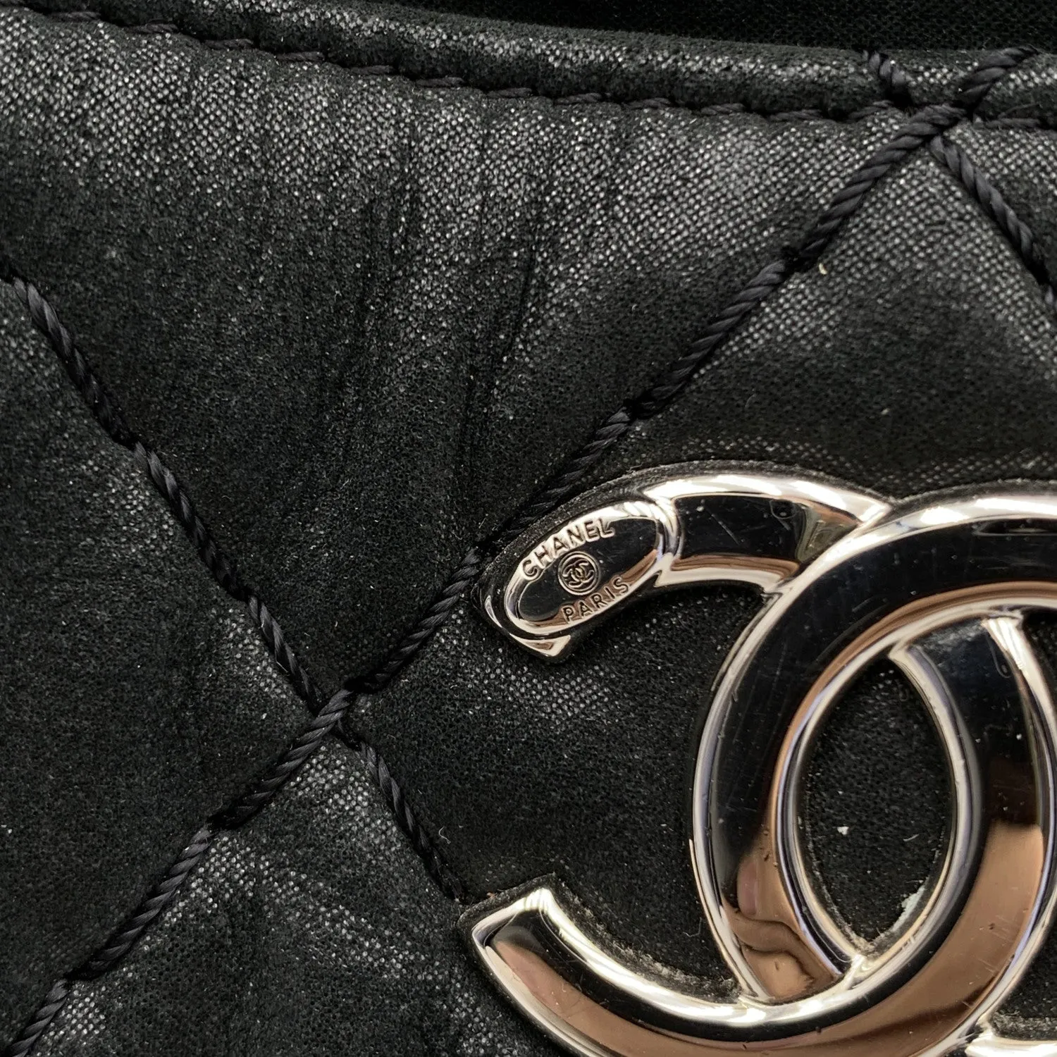 CHANEL Black Quilted Leather Relax Cc Tote Camera Shoulder Bag