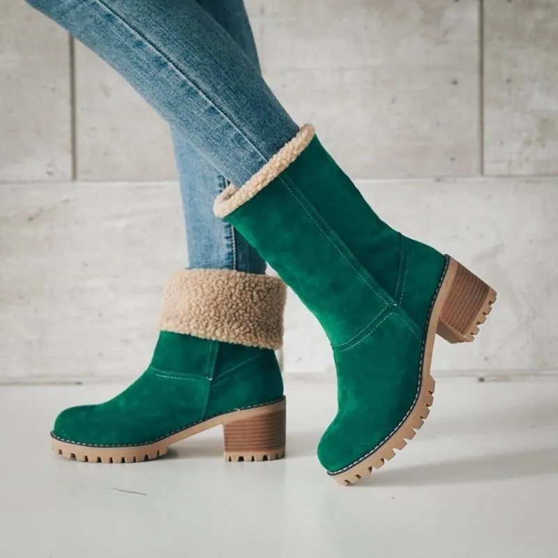 Chicvane New Women's Slip-On Anti-Slip Winter Ankle Bootie Fur Lined Ankle Short Snow Boots