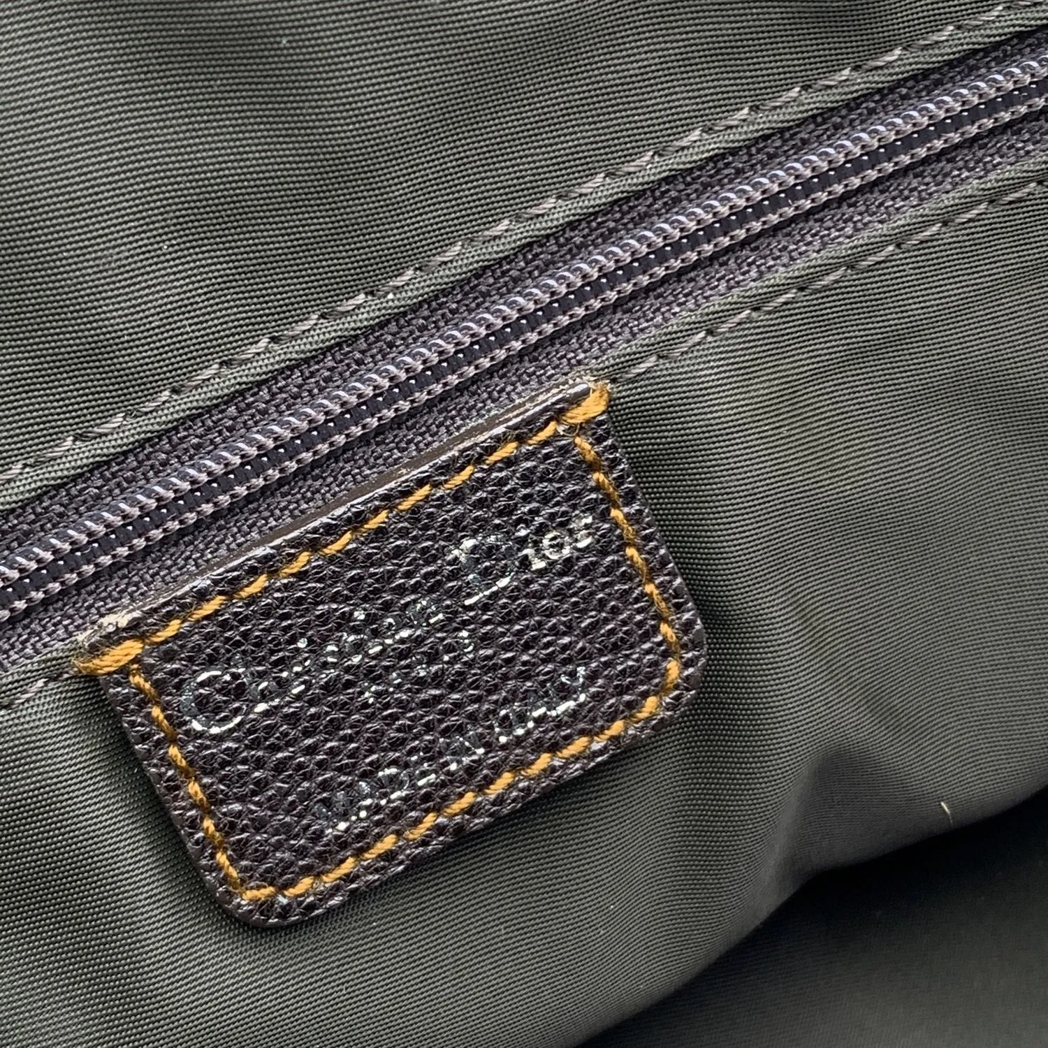 CHRISTIAN DIOR Brown Logo Oblique Canvas Satchel Shoulder Bag
