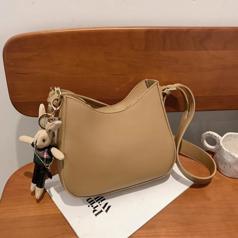 Christmas Gift Brown Women Hobo Bags 2021 Winter New Trend Quality Pu Leather Crossbody Bag Female Casual Messenger Handbag Ladies Shoulder Bag