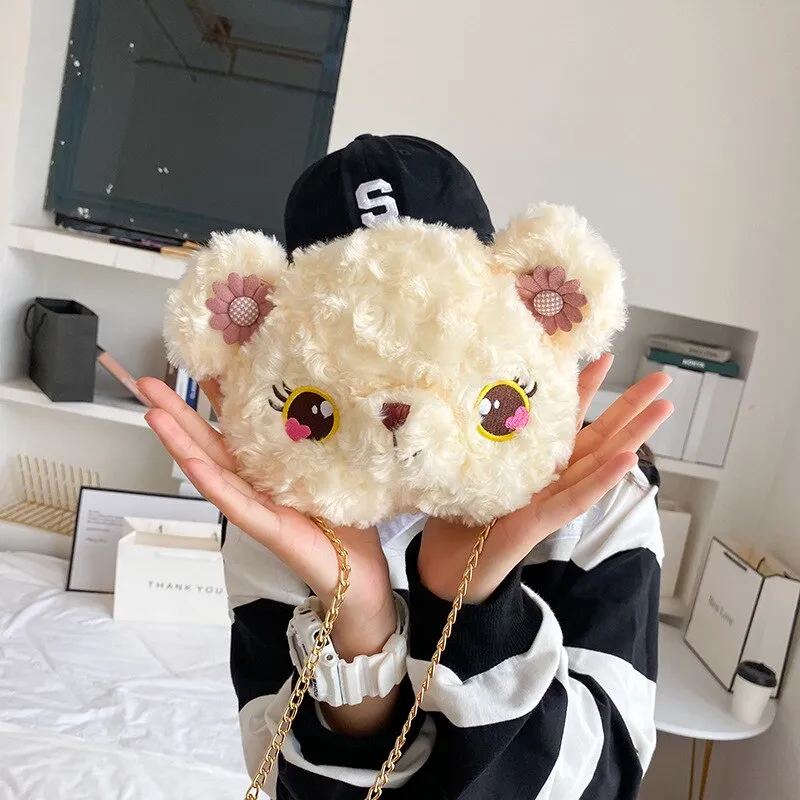 Christmas Gift Cute Bear Crossbody Bag Plush Toy Girl Slung Shoulder Small Packaging Put Small Change Bag Girl Phone Bag Sweet Gift For Girl