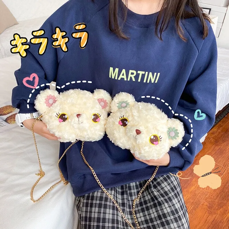 Christmas Gift Cute Bear Crossbody Bag Plush Toy Girl Slung Shoulder Small Packaging Put Small Change Bag Girl Phone Bag Sweet Gift For Girl