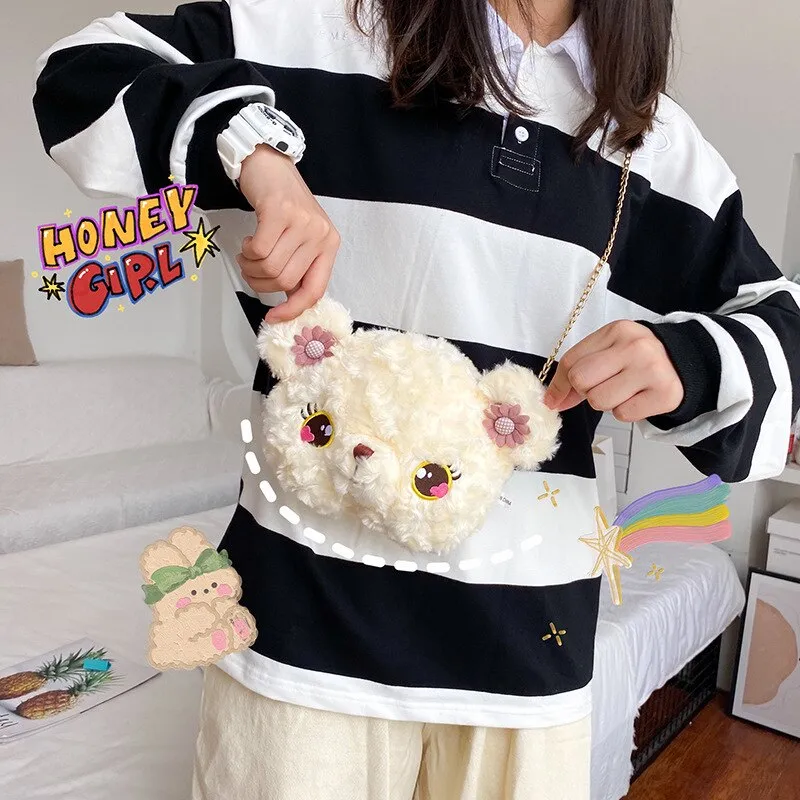 Christmas Gift Cute Bear Crossbody Bag Plush Toy Girl Slung Shoulder Small Packaging Put Small Change Bag Girl Phone Bag Sweet Gift For Girl