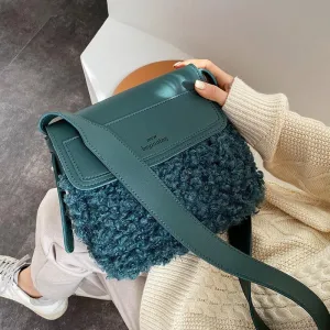 Christmas Gift fashion lambswool women shoulder bags designer letter plush messenger bag luxury faux fur crossbody bag ladies small flap purses