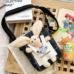 Christmas Gift Lattice Crossbody Bags For Women 2021 Korea Canvas Small Shoulder Bag Cute Girls Mini Messenger Bag Purse Phone Bag Handbag