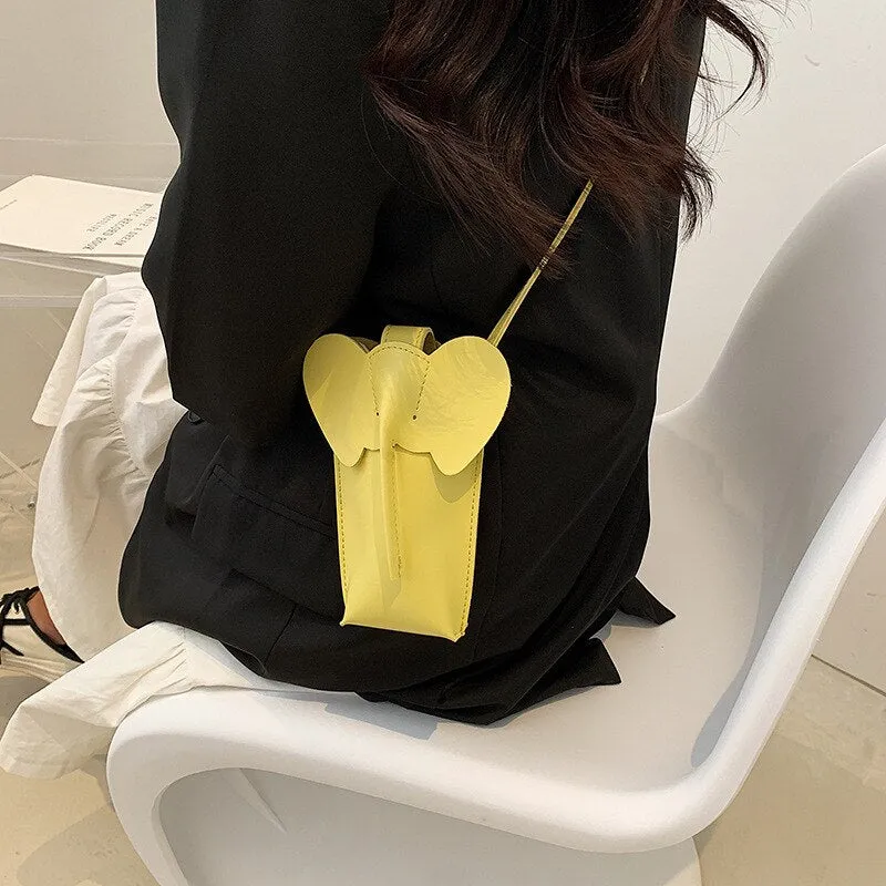 Christmas Gift Mini Coin Purse Pu Leather Lipstick Crossbody Bags For Women 2021 Summer Lady Shoulder Handbag Female Cute Elephant Shape Purses
