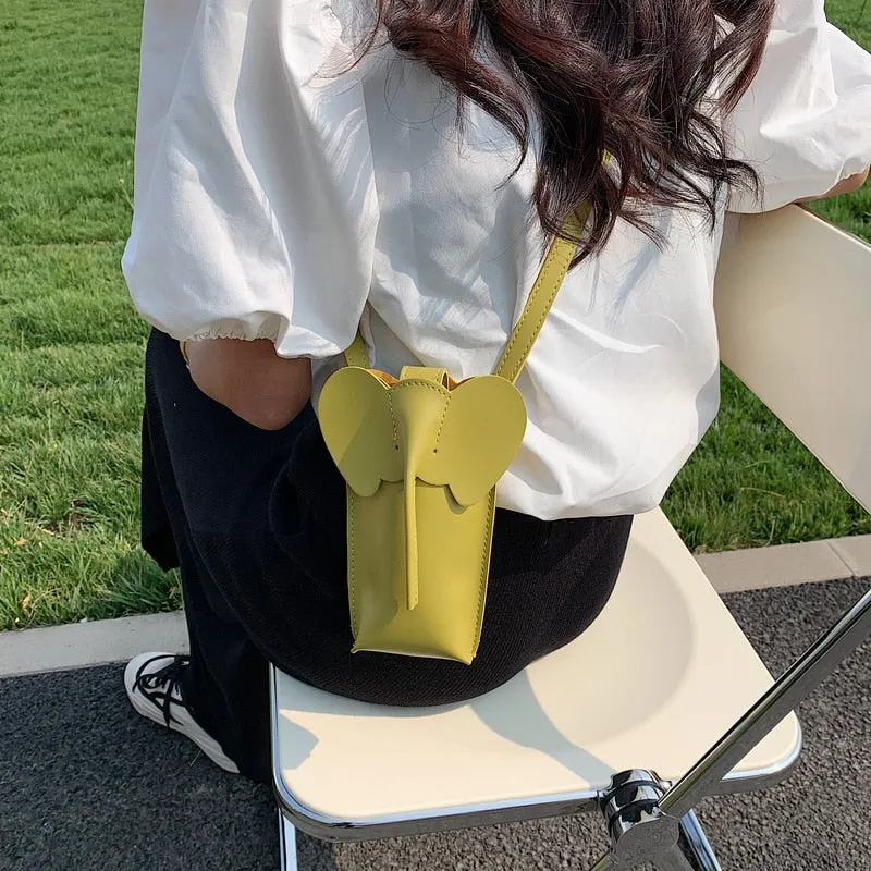 Christmas Gift Mini Coin Purse Pu Leather Lipstick Crossbody Bags For Women 2021 Summer Lady Shoulder Handbag Female Cute Elephant Shape Purses