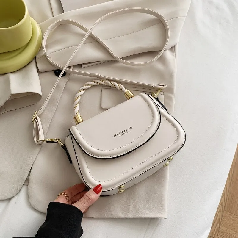 Christmas Gift Small White Shoulder Bags for Women Simple Square Tote Messenger Bag Ladys Pure Color Leather Crossbody Bag Casual Flap Handbags