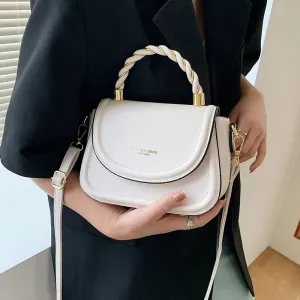 Christmas Gift Small White Shoulder Bags for Women Simple Square Tote Messenger Bag Ladys Pure Color Leather Crossbody Bag Casual Flap Handbags