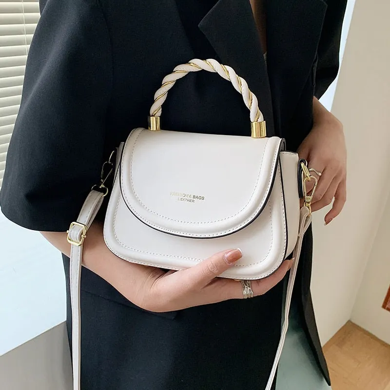 Christmas Gift Small White Shoulder Bags for Women Simple Square Tote Messenger Bag Ladys Pure Color Leather Crossbody Bag Casual Flap Handbags