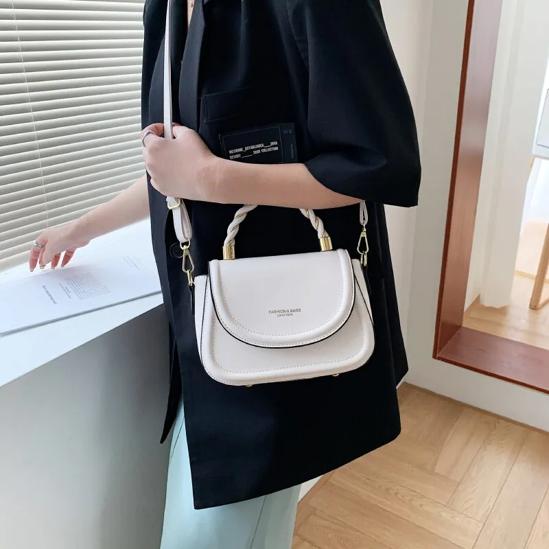 Christmas Gift Small White Shoulder Bags for Women Simple Square Tote Messenger Bag Ladys Pure Color Leather Crossbody Bag Casual Flap Handbags
