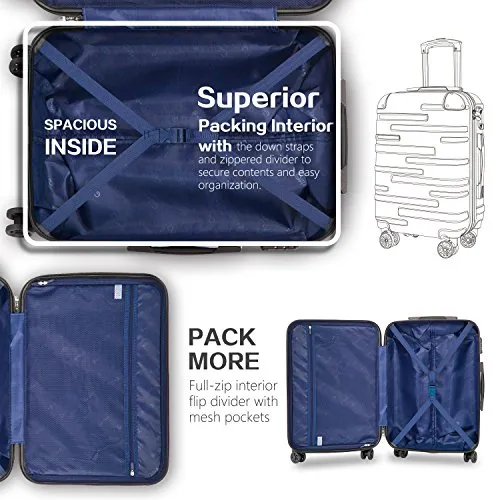 Coolife Luggage Expandable Suitcase 3 Piece Set with TSA Lock Spinner 20in24in28in (red)