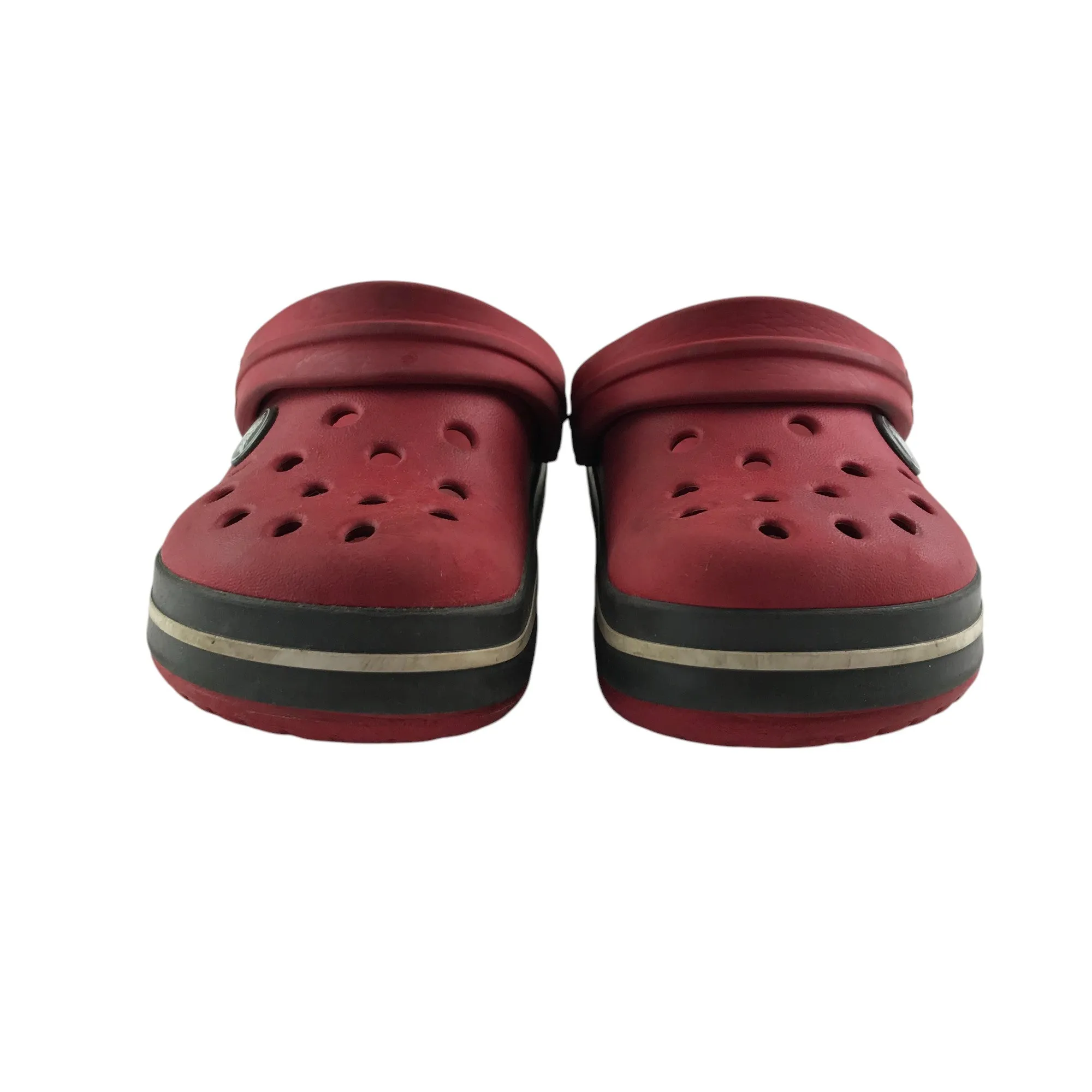Crocs clogs shoe size 9 junior red slip on sandals with ankle straps