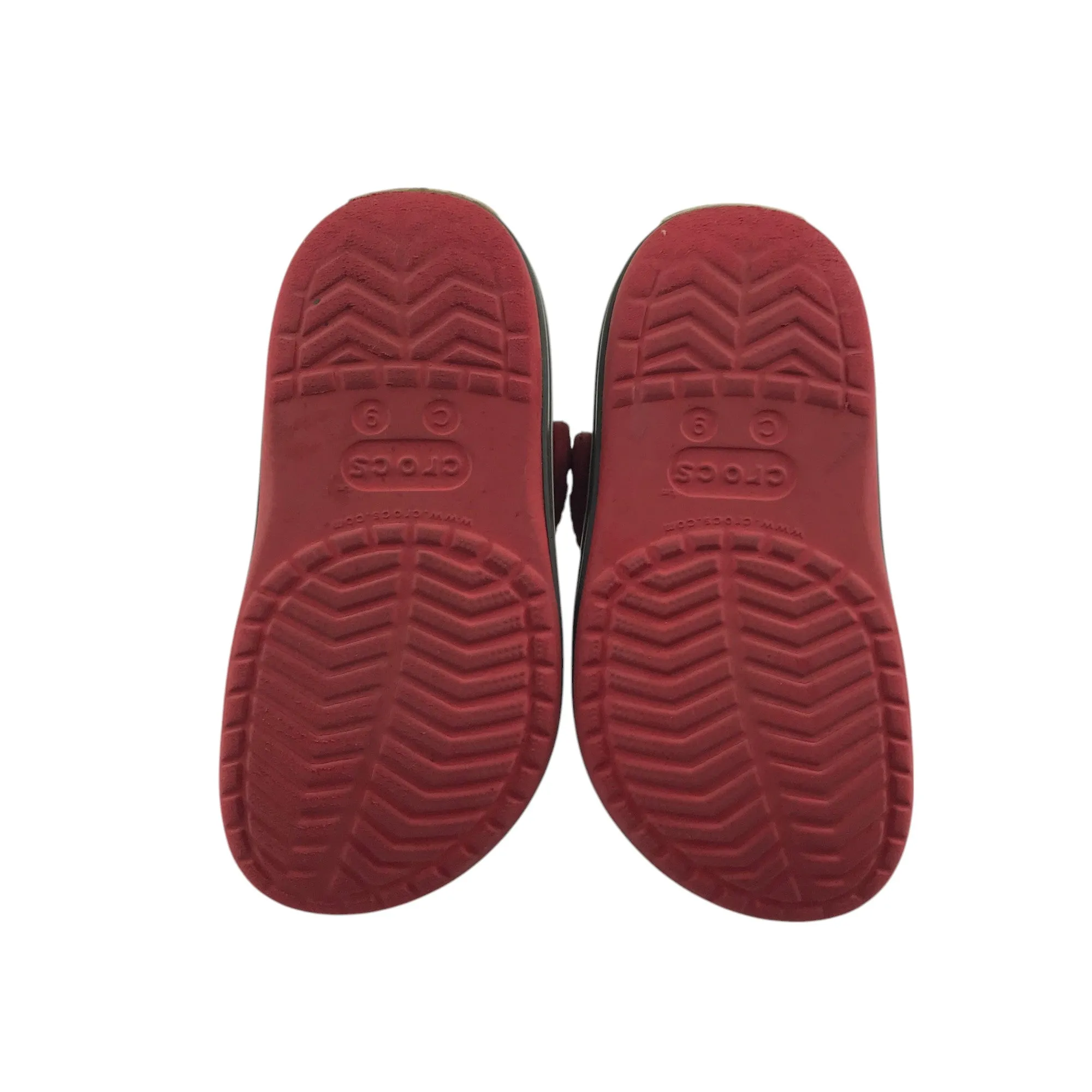 Crocs clogs shoe size 9 junior red slip on sandals with ankle straps
