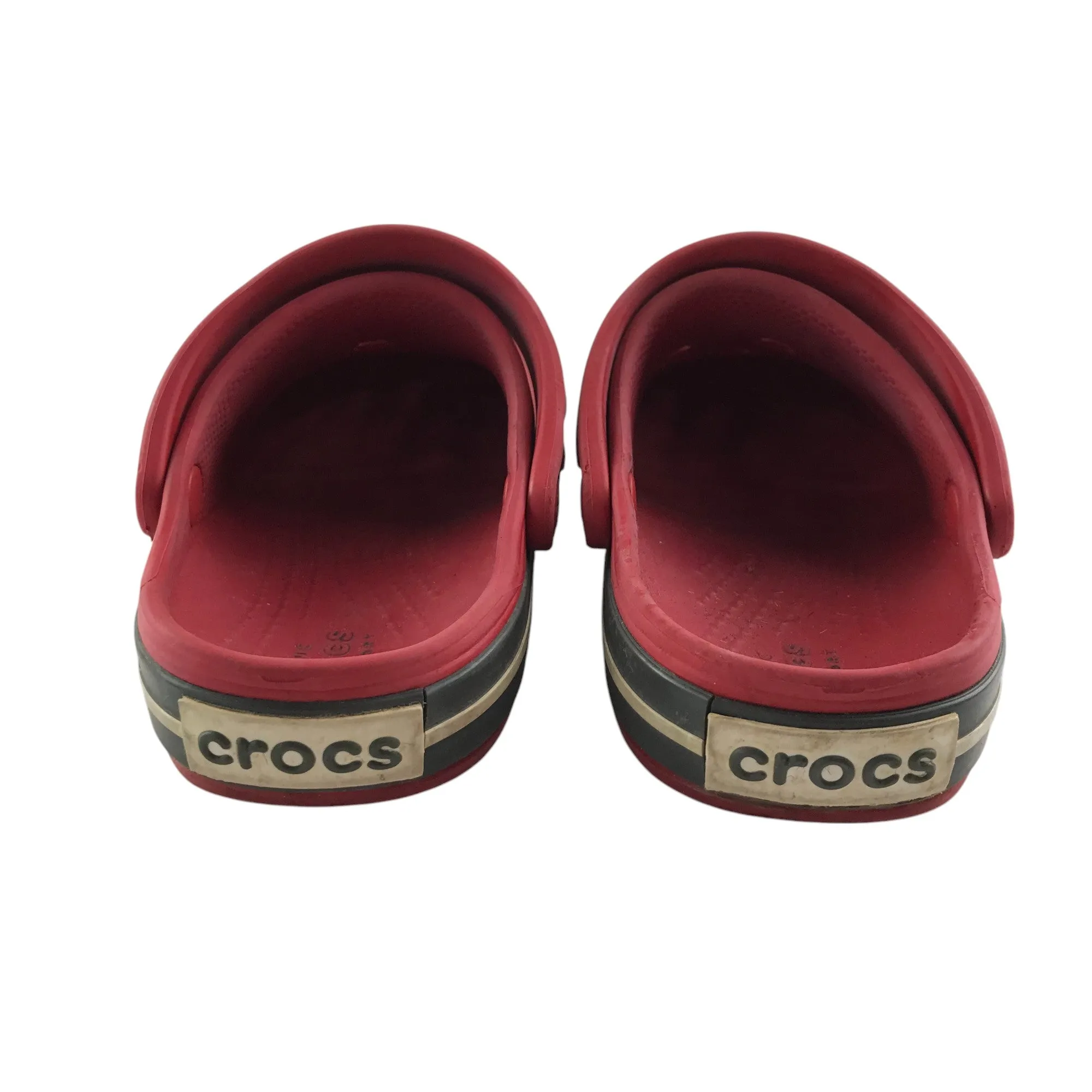 Crocs clogs shoe size 9 junior red slip on sandals with ankle straps