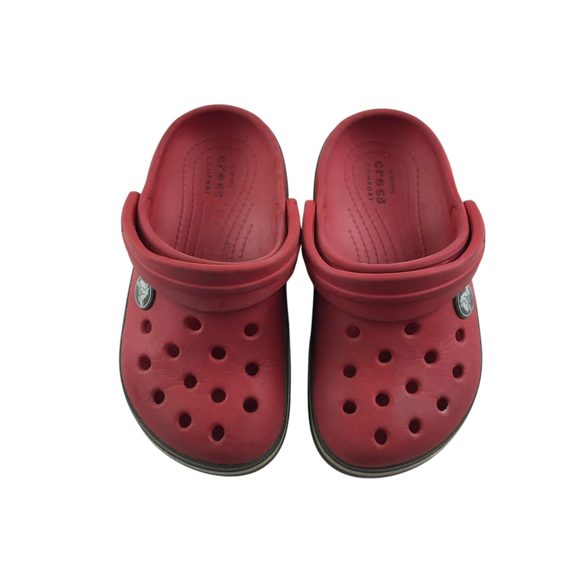 Crocs clogs shoe size 9 junior red slip on sandals with ankle straps