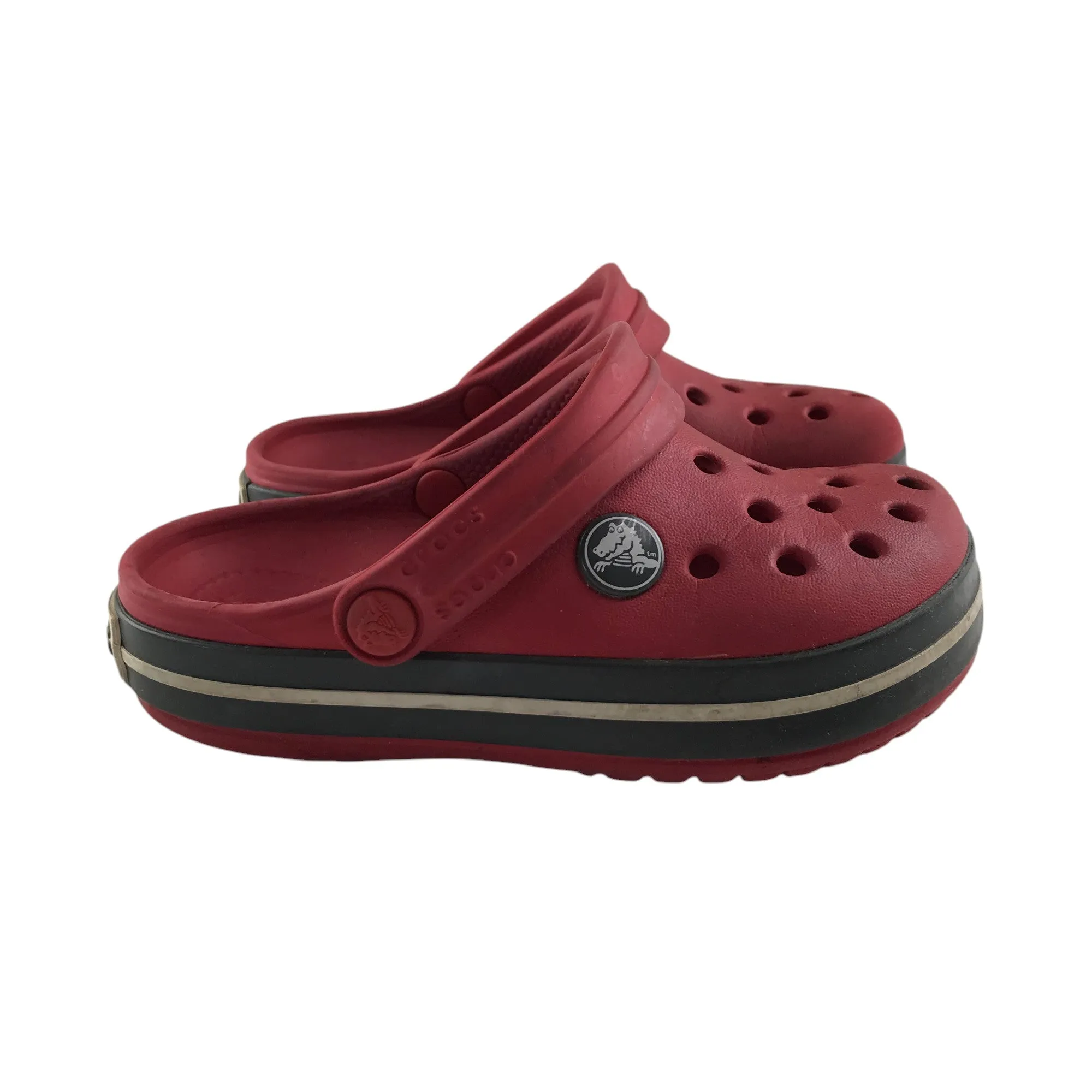 Crocs clogs shoe size 9 junior red slip on sandals with ankle straps