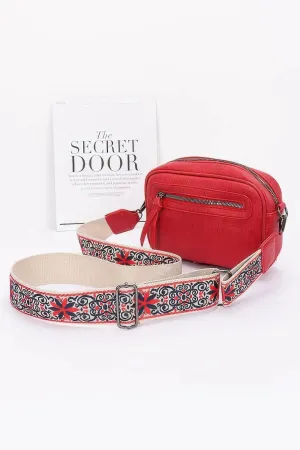 Faux Leather Camera Bag W/multi Color Strap
