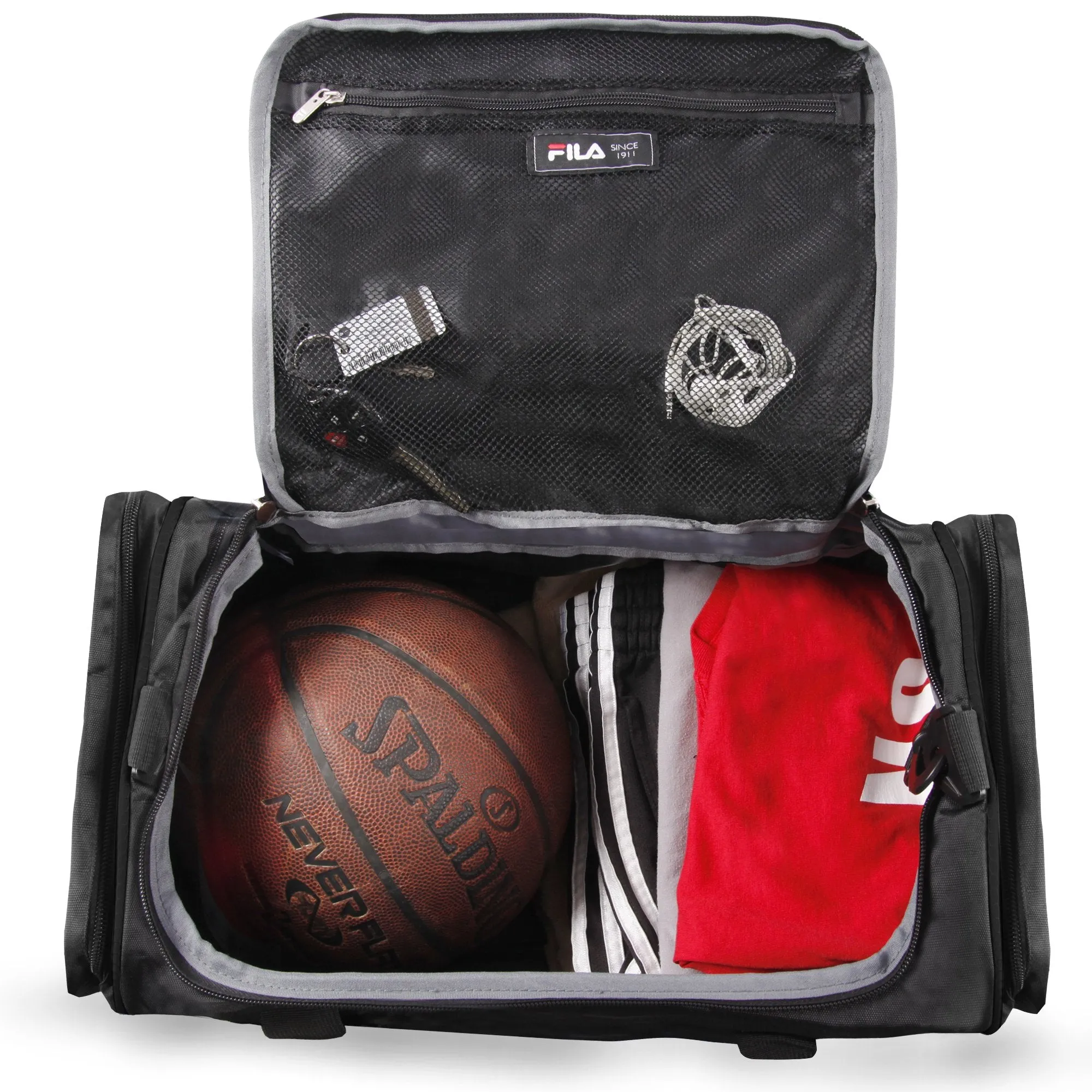 Fila Acer Large Sport Duffel Bag, Black/White, One Size