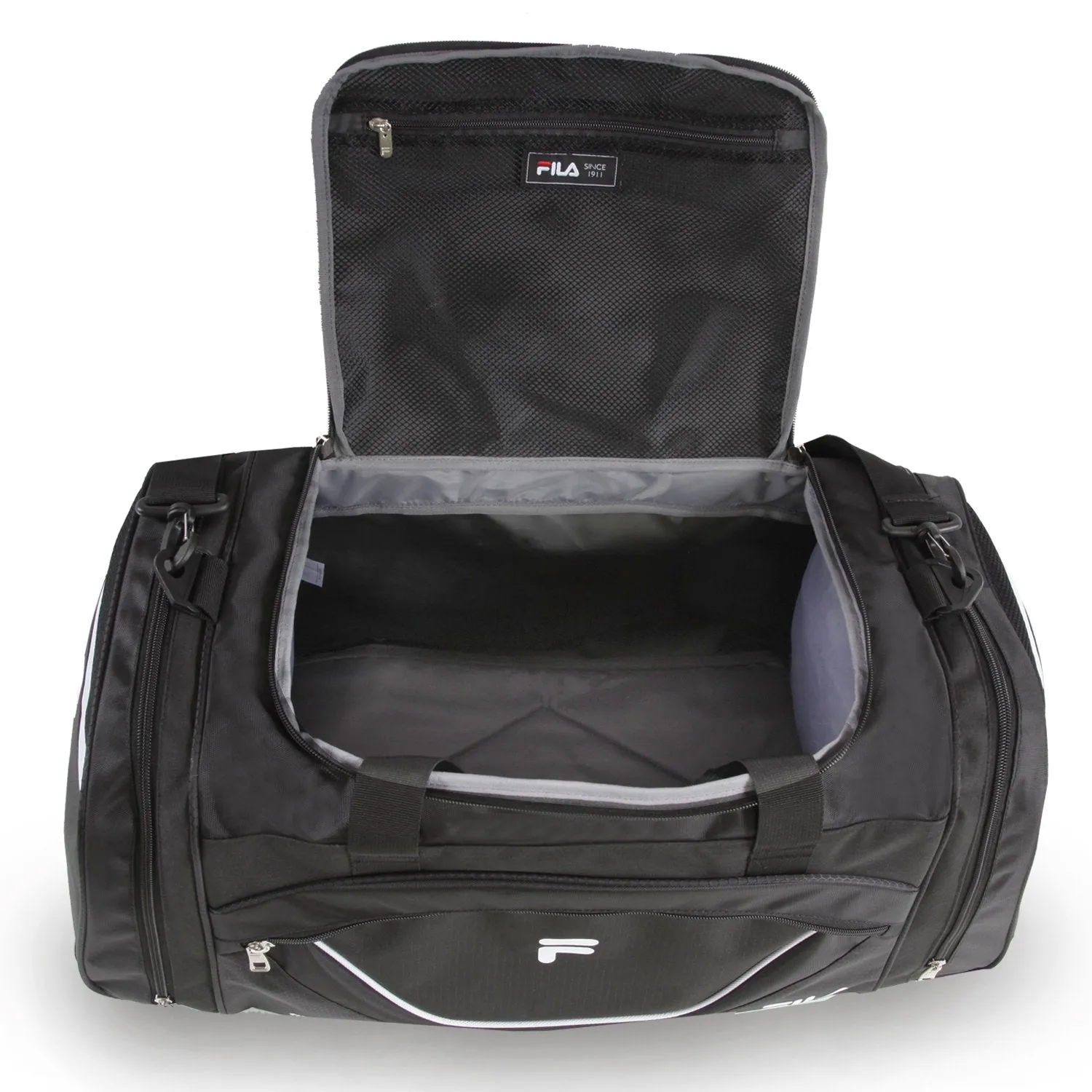 Fila Acer Large Sport Duffel Bag, Black/White, One Size