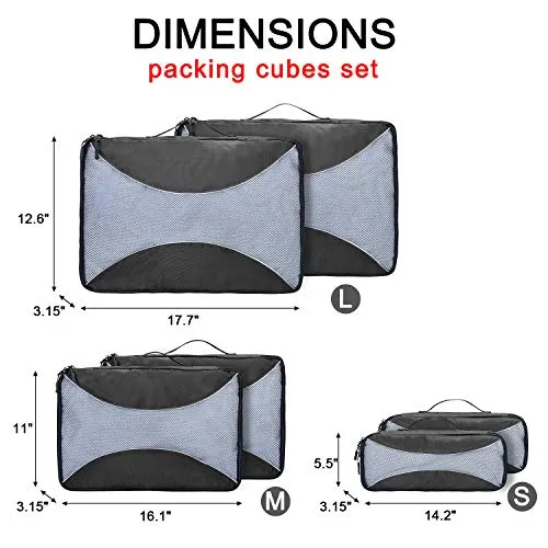 G4Free Packing Cubes 6pcs Set Travel Luggage Organizers Accessories Small, Medium, Large