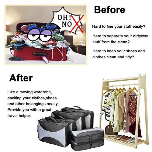 G4Free Packing Cubes 6pcs Set Travel Luggage Organizers Accessories Small, Medium, Large