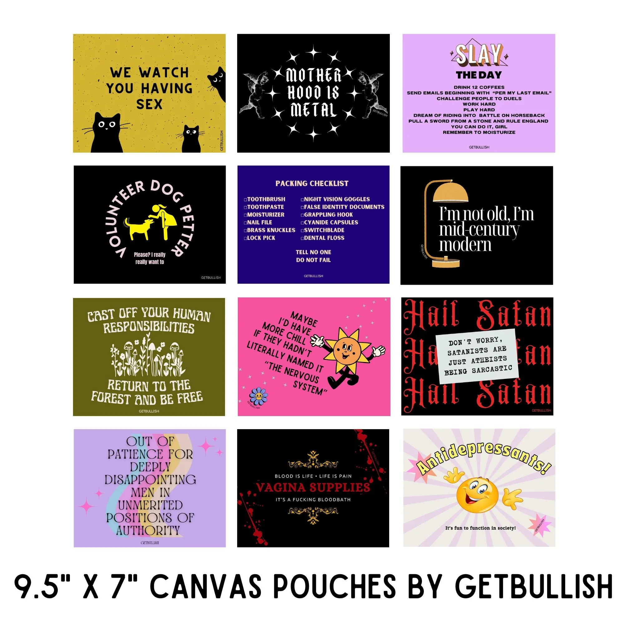 GetBullish Return to the Forest Canvas Zipper Pouch 9.5" x 7" | Cosmetics Bag or Pencil Case