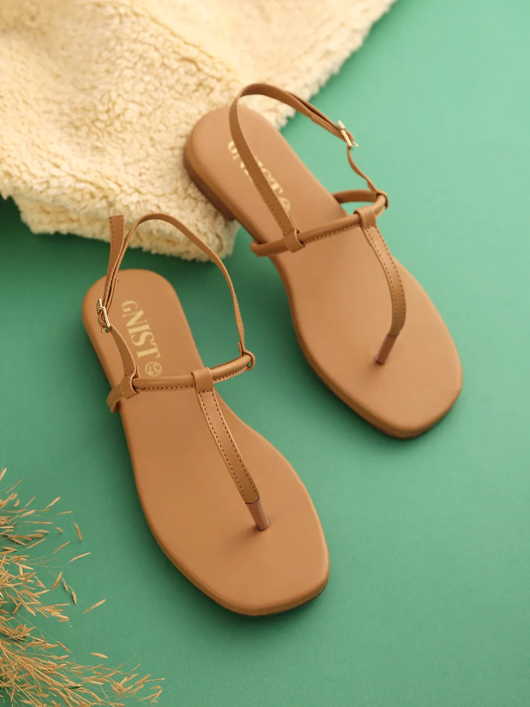 GNIST Beige Office Flat Sandal