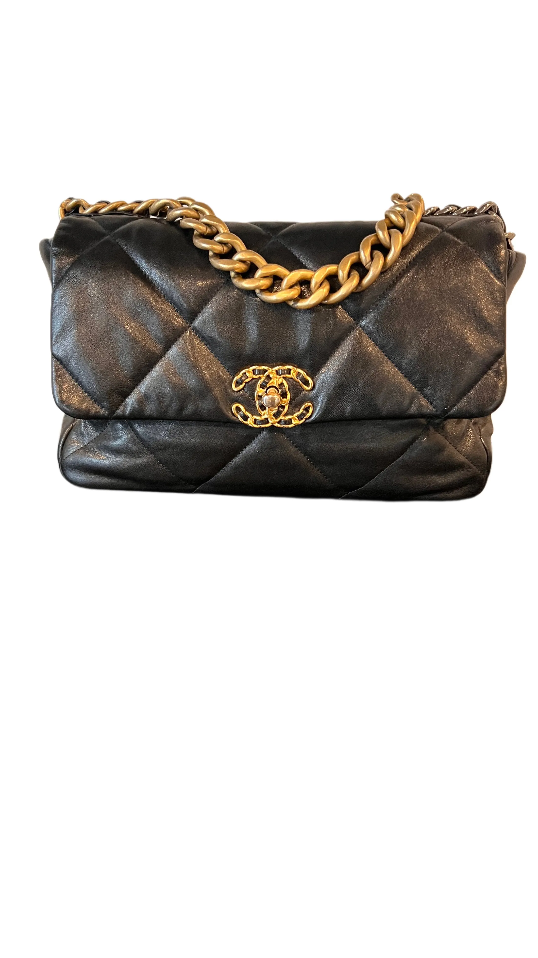 Goatskin Quilted Large Chanel 19 Flap Black - Chanel