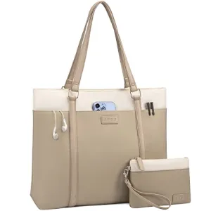 JFFD Laptop Shoulder Work Tote Bag for Women,Lightweight Casual Bag Teacher Bag Canvas 15.6 Inch Handbag Purse