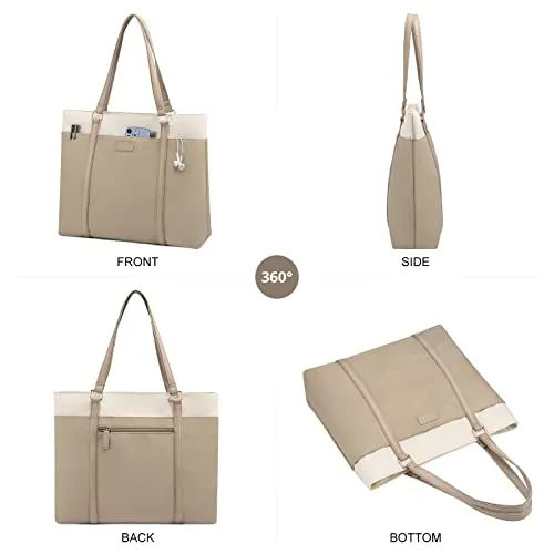 JFFD Laptop Shoulder Work Tote Bag for Women,Lightweight Casual Bag Teacher Bag Canvas 15.6 Inch Handbag Purse