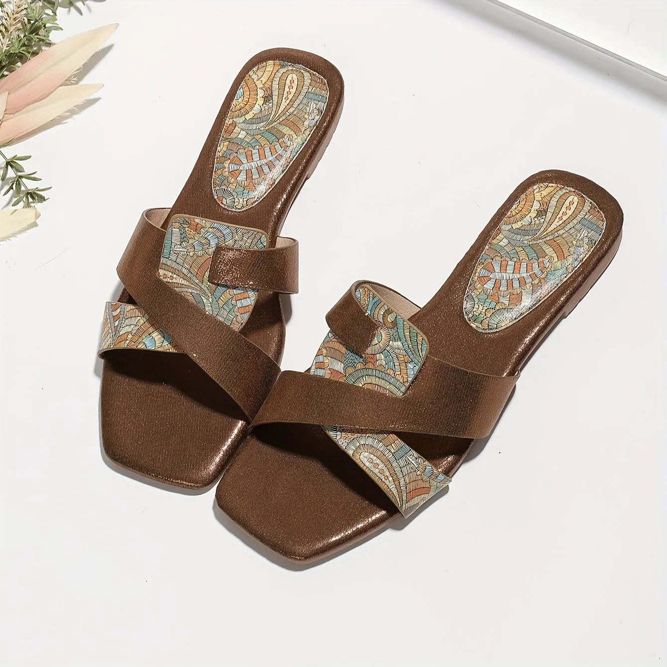 Kleurrijke slip-on sandalen voor vrouwen, licht en niet-slip