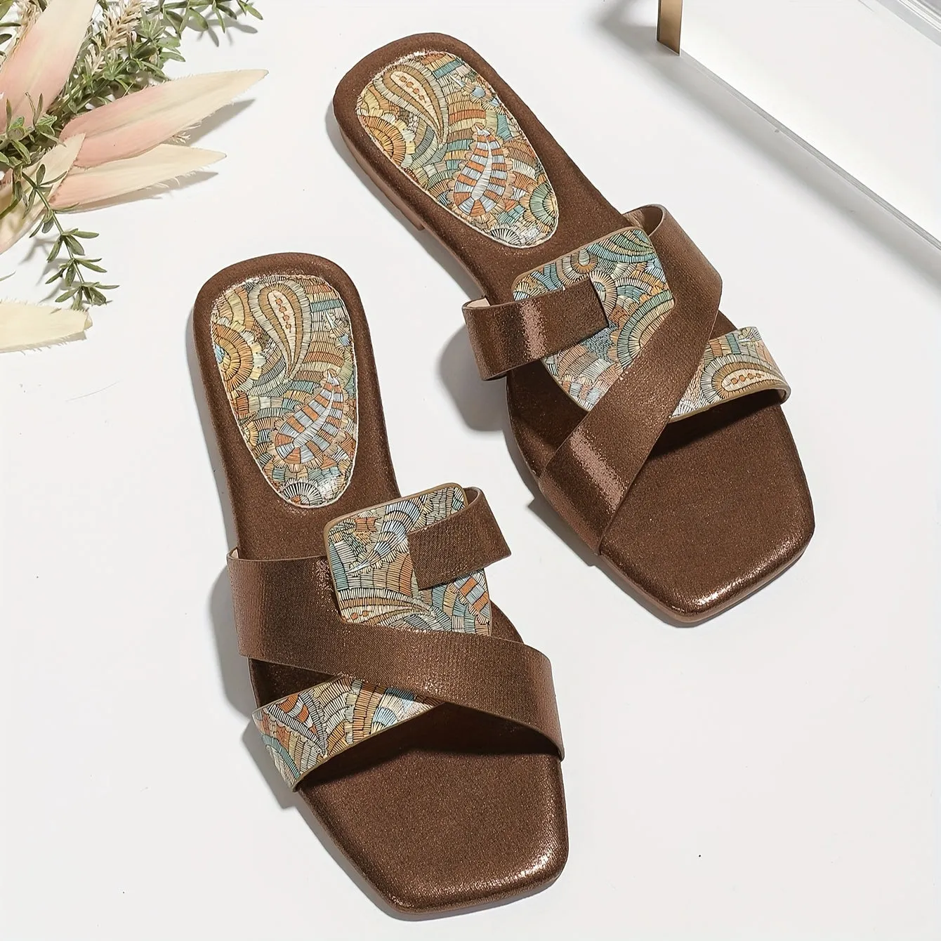 Kleurrijke slip-on sandalen voor vrouwen, licht en niet-slip